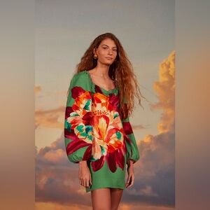 FARM RIO Green Tropicart Mini Dress, size Small, $220